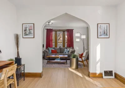 Serene Stay arched doorway into the living room